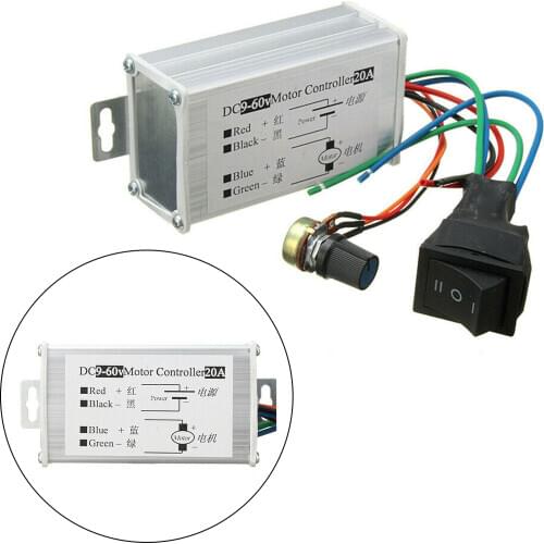 Artudatech DC 9V-60V 20A PWM Motor Stepless Variable Speed Control Controller Switch