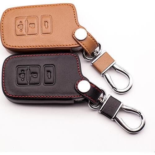 Car Genuine Leather Remote Control Car Key Case Cover for Toyota Camry Crown RAV4 Prado 3 buttons remote control car key cover