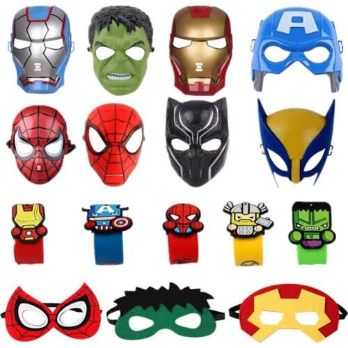 Kids Spiderman/Iron Man/Hulk/Black Panther Superhero Mask Kids Avenger Mask/Eye Mask/Wristband Halloween/Carnival Party Props