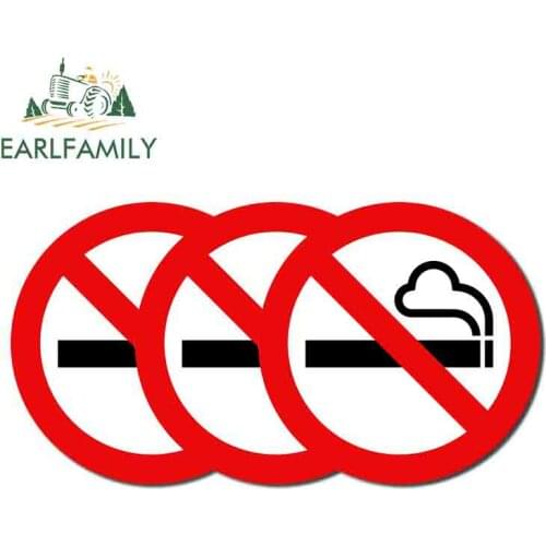 EARLFAMILY 13cm 3Pcs No Smoking Sign Funny Car Stickers Campervan Car Assessoires Decal Refrigerators Waterproof RV JDM VAN