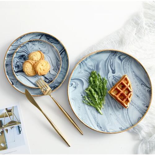 Ceramic Tableware Marbled Plate Home Kitchen Tableware