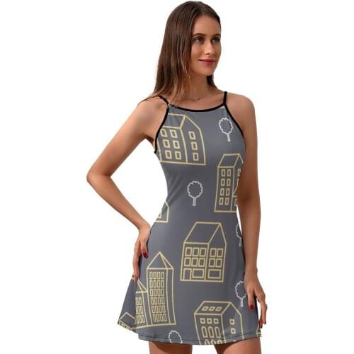 House Dress Suspender Classic Polyester Dresses Girl Patterns Date Fashion One-Piece Dress