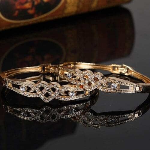 3 Pcs Gold Full Rhinestone Cuff Bracelet Bangle For Women Arabic Ethnic Wedding Party Jewelry Morocco Bridal Gift