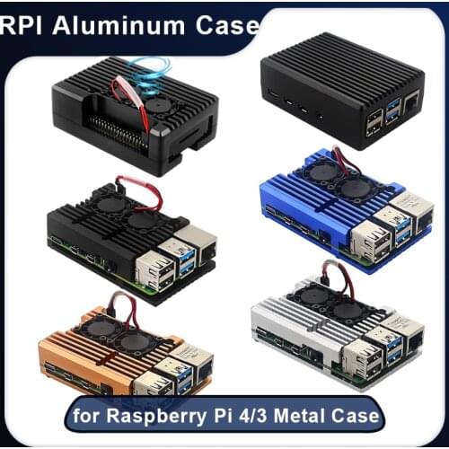 Raspberry Pi 4 Aluminium Metal Case Raspberry Pi 3 Dual Fan Case+Cooling Fan+Heat Sinks Enclosure for Raspberry Pi 4B/3B Plus/3B