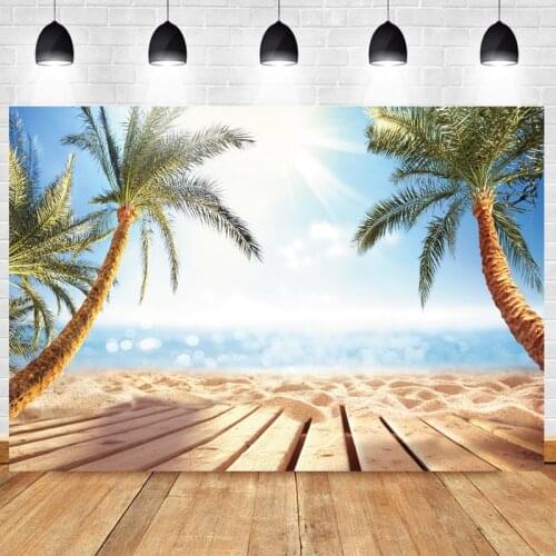 Summer Beach Photography Backdrop Ocean Party Palms Tree Photo Background Sea Holiday Studio Booth Decor Prop