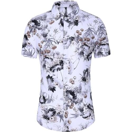 Plus Size 5XL 6XL 7XL Summer New Men Slim Fit Shirt Casual Print Short Sleeve Shirt Hawaii Shirt Male Brand Clothing Man Tops