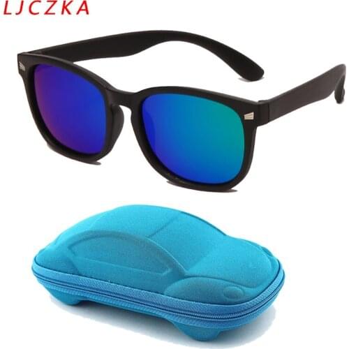 LJCZKA TR90 Kids Polarized Sunglasses Silicone Flexible Frame Girls Boys Children Eyewear With Case Baby Gifts Gafas De Sol UV