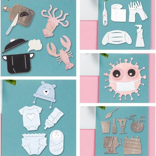 Love Your Life DIY Metal Cutting Dies Stencils Cook Cool Drink Bake Bacteria Baby Die Cuts For Card Making 2020