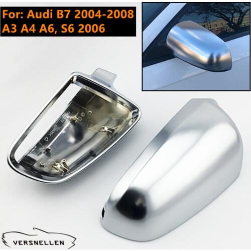 Matte Chrome Mirror Cover for Audi B7 A3 A4 S4 A6 C6 2004-2008 S6 2006 Side Door Wing Shell Caps Rearview Mirror Housing Case