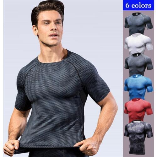 2019 Men Quick Dry Fit Running T-Shirt GYM Shirt Sport T Shirt Men Fitness Tshirt Elastic Sportswear Basketball Tshirt
