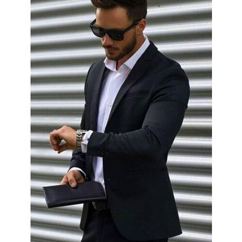 ANNIEBRITNEY Black 2 Piece Slim Fit Men Formal Suit Tailor Made Groom Wedding Tuxedo 2 Piece Prom Wedding Business Men Suit Set