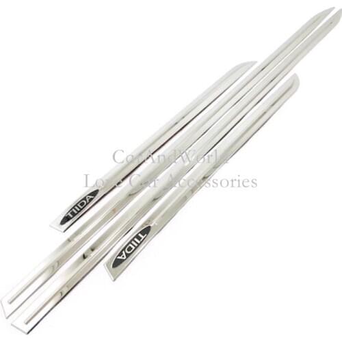 Stainless Steel For Nissan TIIDA 2016-2019 Car Body Side Door Trims Strip Cover Edge Protector Frame Molding Accessories