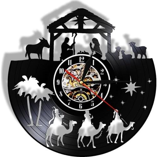 Menino Jesus Religious Belief LED Watch Inspirational Faith Vinyl Wall Clock Night Light Lamp Vintage Christian reloj de pared