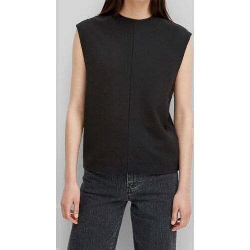 2020 Summer new Black tops O Neck Sleeveless Muscle SlimTshirt BACK ZIPPER Cool Fashion Women tops