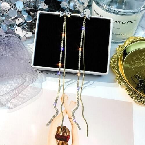 New fashion pendant water drill long earrings, suitable for women butterfly - shaped tassel jewelry ear line