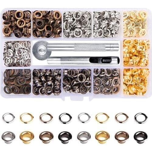 New Grommets Kit 3/16Inch 400Pcs Eyelets Kits Eyelets Grommet Sets for Shoes Clothes Crafts Bag DIY Project (4 Colors)