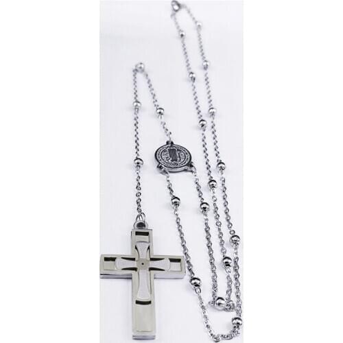 Stainless Steel Silver Color Christian Jesus Cross Big Long Chain Necklace Women/Men Jewelry collar acero inoxidable N1172S05