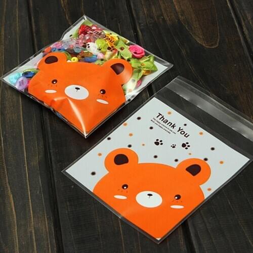 Cartoon Animal Printing Candy Cookie Gift Bags Cute Plastic Self-Adhesive Biscuits Snack Packaging Bags For Baby Shower Birthday
