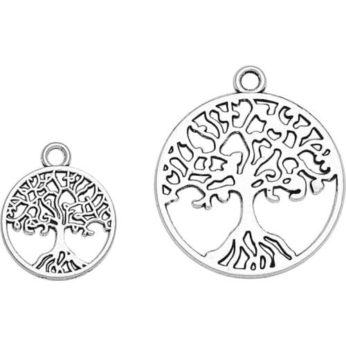 Antique Silver Plated Tree Of Life Charms Plant Mix Pendants For DIY Earrings Keychain Bracelets Jewelry Making Finding Supplies