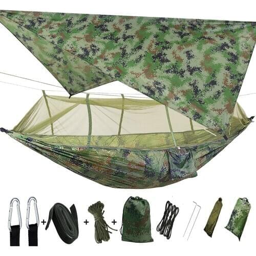 1-2 Person Portable Outdoor Camping Hammock with Mosquito Net Fabric Hanging Bed Hunting Sleeping Swing Garden Hammock