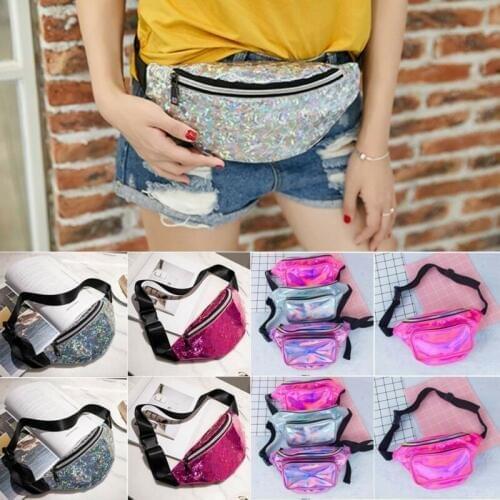 Sequin Glitter Waist Fanny Pack Belt Bum Bag Pouch Hip Purse Messenger Handbag