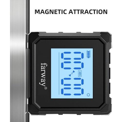 Professional Protractor Digital Inclinometer Angle Measure Box Laser Level Magnetic Base USB Chargable Goniometer FARWAY