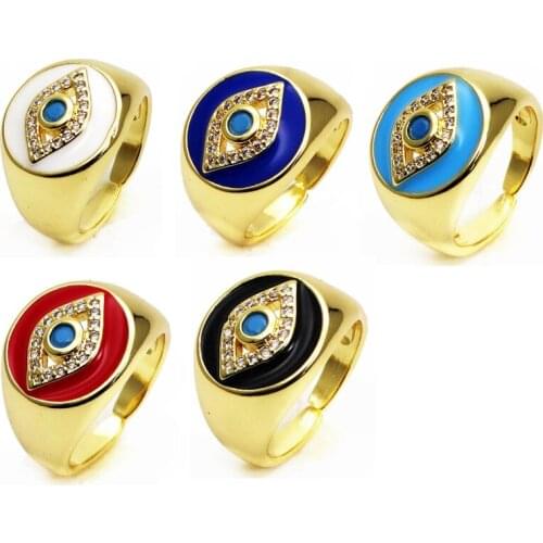 Opening adjustable ring Round eyes rings Copper Zircon Drip paint color Rings magic eye ring for women Party Jewelry B