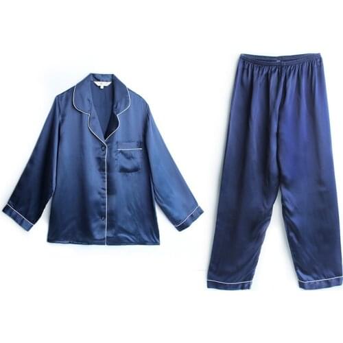 Silk Pajamas Women Summer Long Sleeves Two Sets 100% Mulberry Silk Couples Home Clothes Silk Womens Suits Autumn