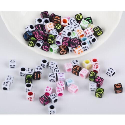 Mixed Smile Face Acrylic Beads Round Alphabet Digital Cube Loose Spacer Beads Jewelry Making Handmade Bracelet Necklace DIY