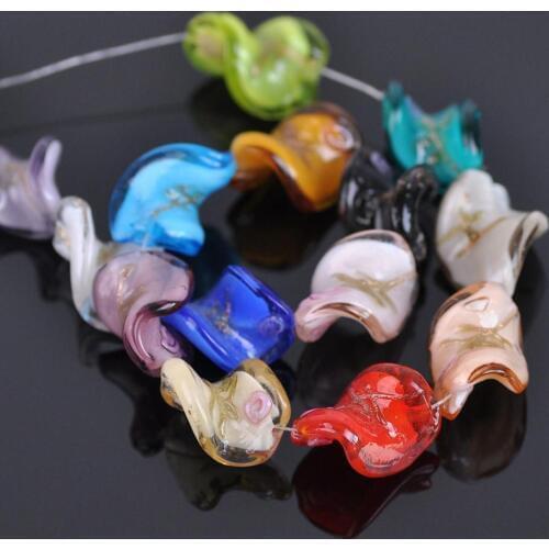 10pcs Helix Shape 20x17mm Handmade Flower Lampwork Glass Loose Crafts Beads lot for DIY Jewelry Making Findings