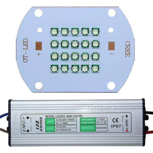 10W 20W 30W 50W 60W Epileds High Power LED Cyan 495nm Chip Diode Ice Blue 490nm DIY COB Beads +Driver +heatsink+ lens reflector