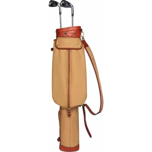 Tourbon Vintage Golf Clubs Bag Carrier Pencil Style Canvas & Leather w/ Pocket Fleece Padded Golf Clubs Case Cover 89CM
