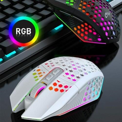 X801 Honeycomb Hollow Radio Competitive Rechargeable 8 Buttons Rgb Game Mouse Luminous Silent Gaming Mouse Wireless Transmission