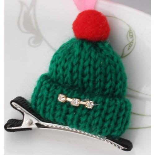 Kids Hair Clips Christmas Children Girls Knitting Woolen Yarn Christmas Hat Hairpin Barrette Headwear Korean Style Hair Grip