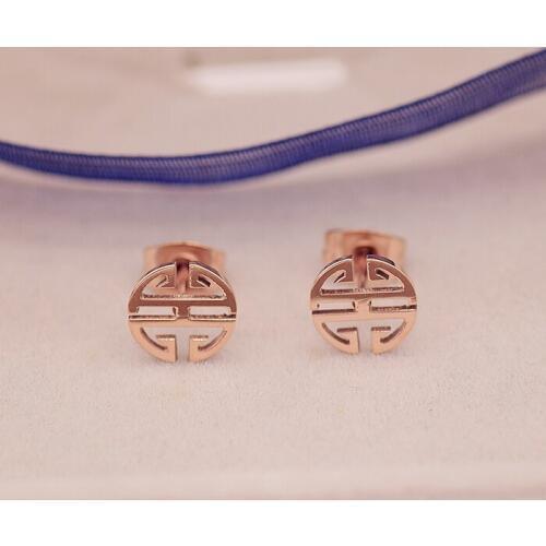 YUN RUO Rose Gold Color Happy Character Stud Earring Woman Titanium Steel Fashion Jewelry Birthday Gift Not Fade Drop Shipping