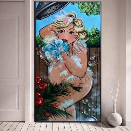 2021 Full square/round 5D DIY diamond painting cartoon fat Bathing woman Embroidery Pattern Cross stitch mosaic home decor gifts