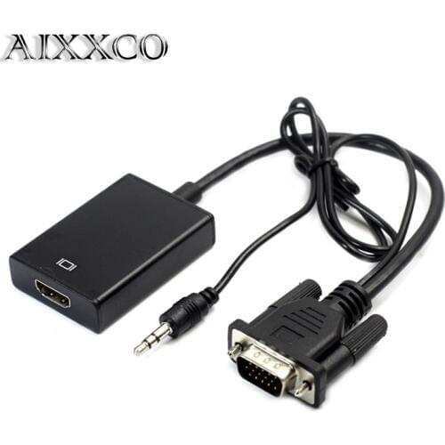 AIXXCO VGA to HDMI Converter Adapter Output 1080P HD with Audio VGA2HDMI TV AV to HDTV Video Cable Converter Adapter for TV PC