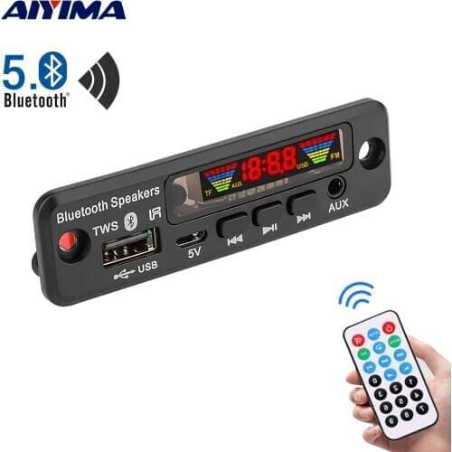 AIYIMA 5V Bluetooth 5.0 MP3 Decoder LED Spectrum Display APE Lossless Decoding TWS Support FM USB AUX EQ Car Accessories