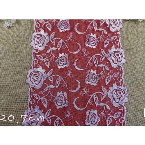 Free shipping 20.7cm high quality rose red embroidery lace, embroidery exquisite laciness, skirt down lace trimming,XERY098L