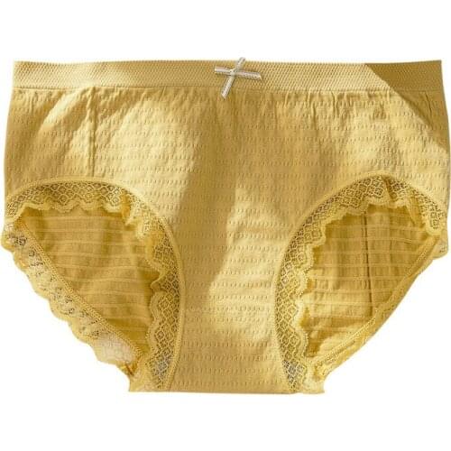 Seamless high elasticity pure cotton graphene bubble panties crotch lace midwaist ladies pantie