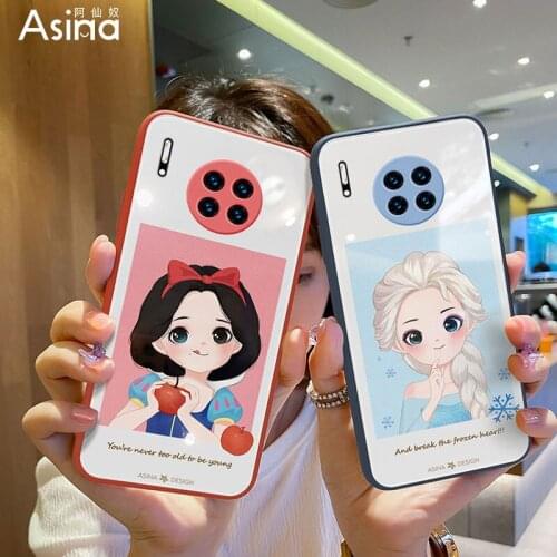 ASINA Tempered Glass Case For Huawei Mate 40 30 20 10 Pro Cartoon Cover For Huawei Honor 30 20 10 8X 9X V20 30 40 Girl Funda