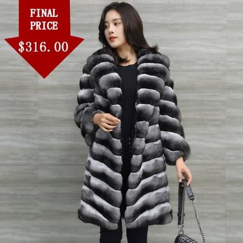 CNEGOVIK 2020 New Fashion Fur Coat Chinchilla Color Women Real Rex Rabbit Fur Jacket Winter Outwear Hot Style