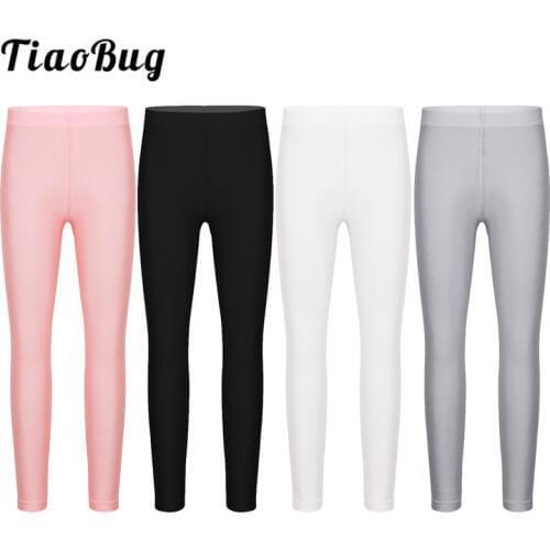 TiaoBug Kids Girls Solid Color Stretchy Seamless Leggings Tights Yoga Gymnastics Ballet Pants Children Dance Pantyhose Stockings