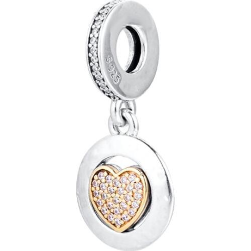DIY Fits for Pandora Charms Bracelets 100% 925 Sterling-Silver-Jewelry Signature Heart Beads Free Shipping