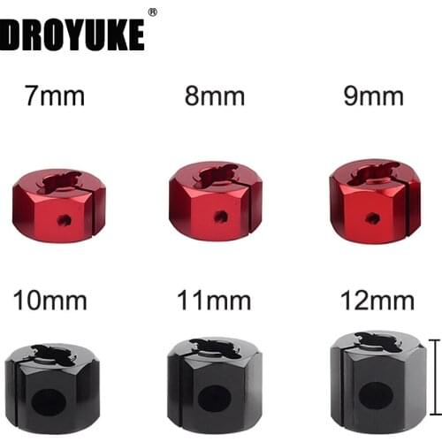 Droyuke 4Pcs 12MM Wheel Hex Hub Thickness 7/8/9/10/11/12mm for 1/10 RC Crawler Axial SCX10 90046 RC Car Part
