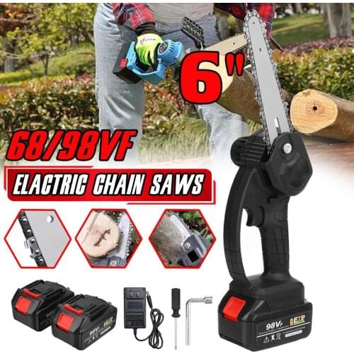 3000W 6 inch Electric Chainsaw Mini Electric Chain Saw Cordless Electric Pruning Saw Portable Electric Saw 68V/98V Garden Tool