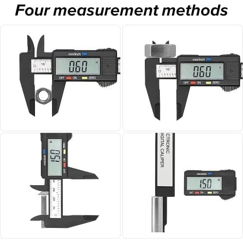 0-150mm Vernier Digital Caliper Electronic LCD Display Plastic Calipers Inside Outside Diameter Depth Step Measuring Instrument