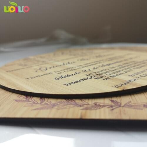 Hot sale printing wooden wedding cards customized colorful printed round wood invitations cards