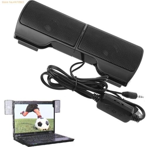 K1AB 1 Pair Mini USB Powered Line Control Stereo Clip-On Speaker For Notebook Laptop