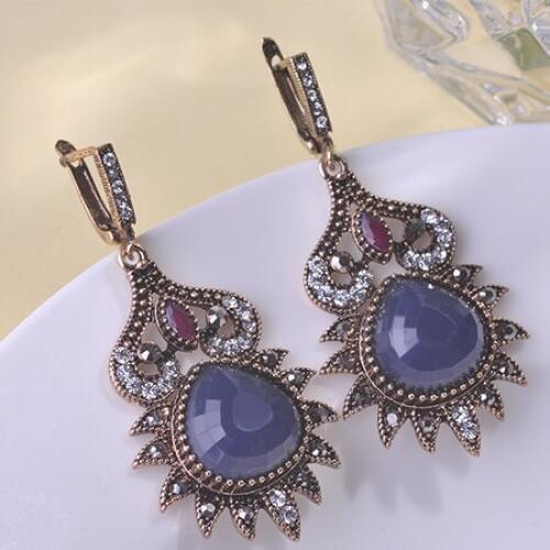 Royal Blue Turkish Jewelry Necessaire Max Brinco Pendant Pincess Hook Gold-color Crystal Heart Flower India Free Shipping Bijoux